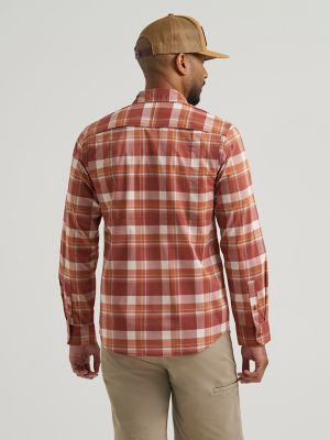 Wrangler All Terrain Gear Men's Plaid Hike to Fish Shirt in Mahogany Check