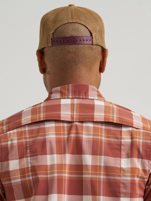 Wrangler All Terrain Gear Men's Plaid Hike to Fish Shirt in Mahogany Check