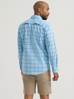 Wrangler All Terrain Gear Men's Check Hike to Fish Shirt in Fish Blue