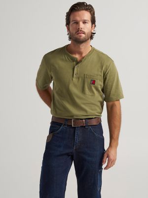 Wrangler RIGGS Workwear&reg; Short Sleeve Relaxed Henley in Green