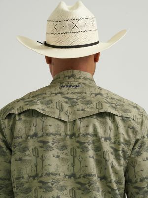 Wrangler All Terrain Gear Men's Print Performance Shirt in Olivine alternative view 6