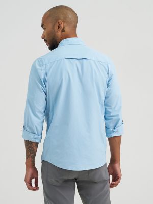 Wrangler ATG&trade; Men's Mixed Material Shirt in Cerulean
