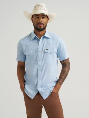 Wrangler All Terrain Gear Drover Short Sleeve Utility Shirt in Cerulean alternative view