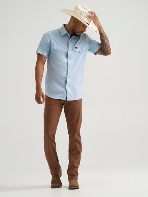 Wrangler All Terrain Gear Drover Short Sleeve Utility Shirt in Cerulean alternative view 2