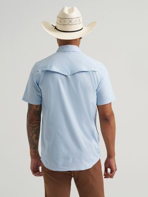 Wrangler All Terrain Gear Drover Short Sleeve Utility Shirt in Cerulean alternative view 4