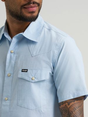 Wrangler All Terrain Gear Drover Short Sleeve Utility Shirt in Cerulean alternative view 5