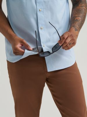 Wrangler All Terrain Gear Drover Short Sleeve Utility Shirt in Cerulean alternative view 6