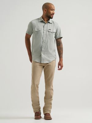Wrangler All Terrain Gear Drover Short Sleeve Utility Shirt in Iceberg Green alternative view