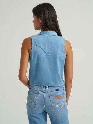 Women's Wrangler Denim Sleeveless Tie Front Shirt