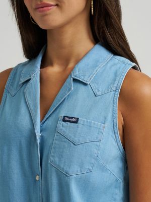 Women's Wrangler Denim Sleeveless Tie Front Shirt