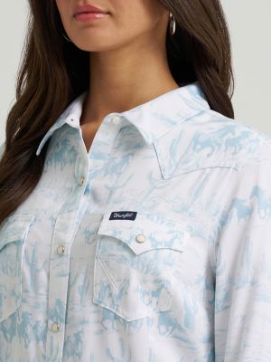 Women's Wrangler Country Toile Western Slim Snap Shirt