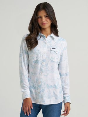 Women's Wrangler Country Toile Western Slim Snap Shirt