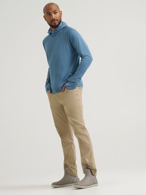 Wrangler All Terrain Gear Men's Hooded Sun Tee in Blue Opal