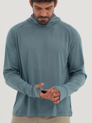 Wrangler All Terrain Gear Men's Hooded Sun Tee in Blue Opal alternative view