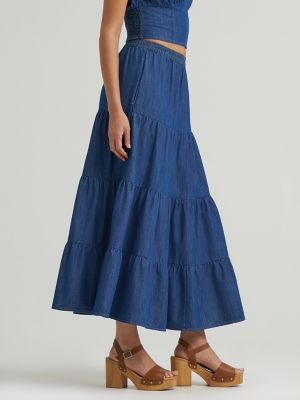 Women's Wrangler Denim Tiered Maxi Skirt