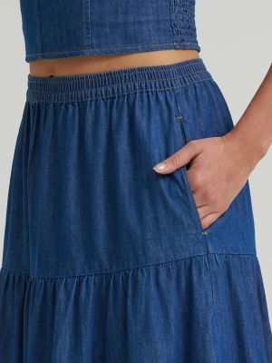 Women's Wrangler Denim Tiered Maxi Skirt