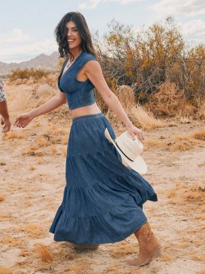 Women's Wrangler Denim Tiered Maxi Skirt