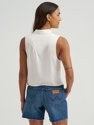 Women's Wrangler Embroidered Sleeveless Snap Shirt