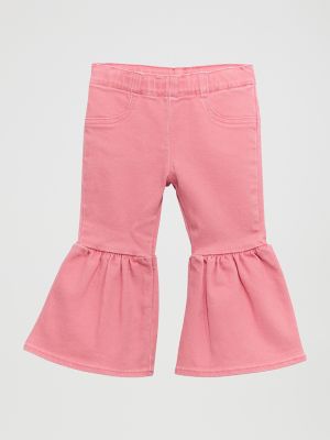 Little Girl's Vibrant Ruffle Leg Flare Jean