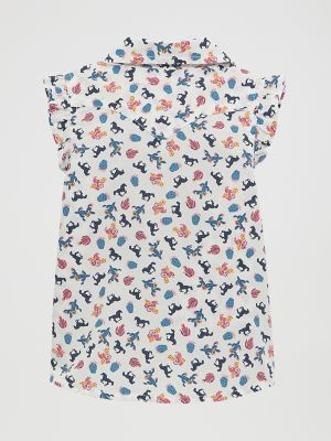 Little Girl's Sleeveless Ruffle Western Shirt