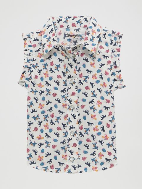 Детские рубашки Wrangler Little Girl's Sleeveless Ruffle Western Shirt