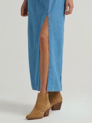 Women's Wrangler Denim Slit Front Maxi Dress