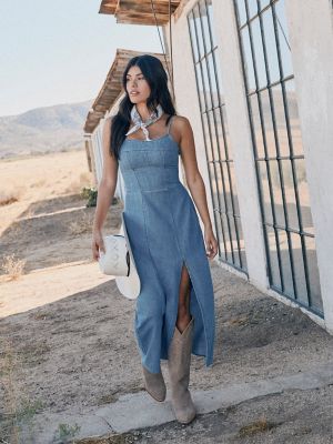 Women's Wrangler Denim Slit Front Maxi Dress