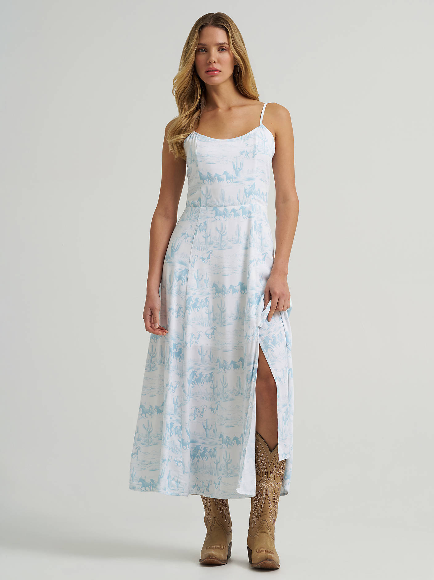 wrangler retro dresses Women's Tie Denim Smocked Dress (2XL) neckline and flutter short sleeves complete the look Wrangler Retro Women's Horse Print