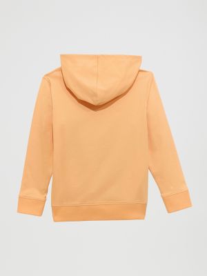 Girl's Graphic Pullover Hoodie in Orange