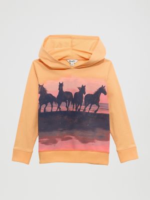 Wrangler Kids' Girl's Graphic Pullover Hoodie In Orange