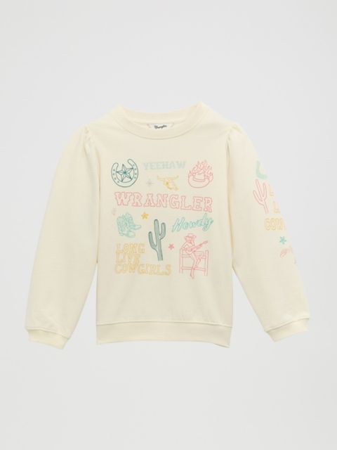 Женские свитеры Wrangler Girl's Wrangler Graphic Puff Sleeve Pullover