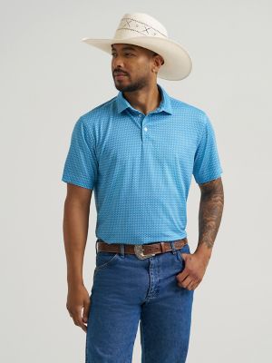 Wrangler All Terrain Gear Men's Performance Polo Shirt in Airy Blue
