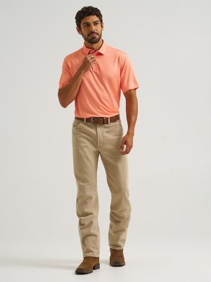Wrangler All Terrain Gear Men's Performance Polo Shirt in Peach Echo