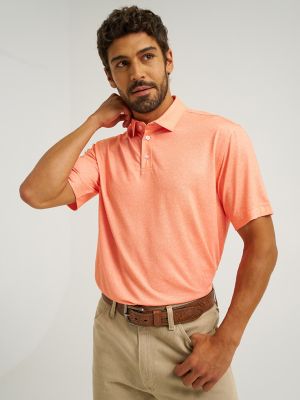 Wrangler All Terrain Gear Men's Performance Polo Shirt in Peach Echo