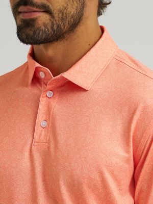 Wrangler All Terrain Gear Men's Performance Polo Shirt in Peach Echo