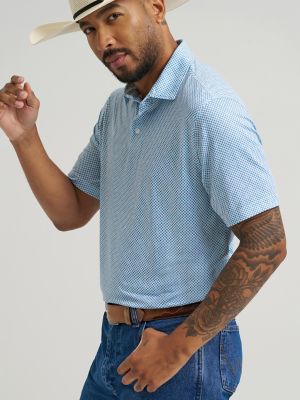 Wrangler All Terrain Gear Men's Performance Polo Shirt in Vallarta Blue