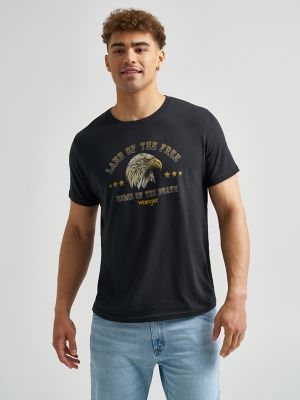 Men's Land of Free T-Shirt in Jet Black