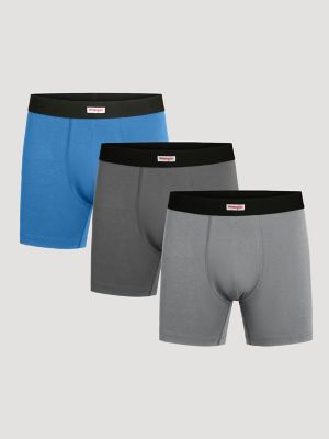 Men's Cotton Stretch Boxer Brief (3-Pack) in Blue/Charcoal/Grey