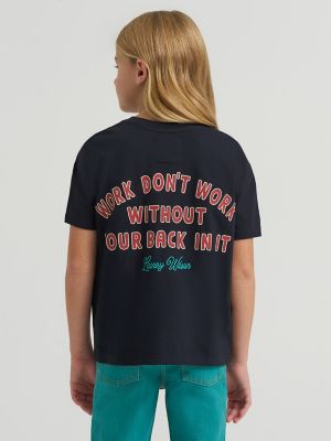 Girl's Lainey Wilson x Wrangler Work Oversized Tee in Black Beauty
