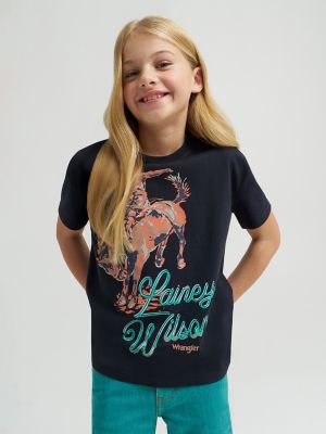 Girl's Lainey Wilson x Wrangler Work Oversized Tee in Black Beauty