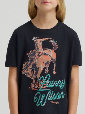 Girl's Lainey Wilson x Wrangler Work Oversized Tee in Black Beauty