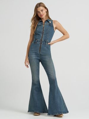 Lainey Wilson x Wrangler Sleeveless Denim Flare Catsuit | NEW