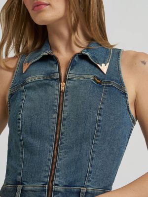 Lainey Wilson x Wrangler Sleeveless Denim Flare Catsuit | NEW