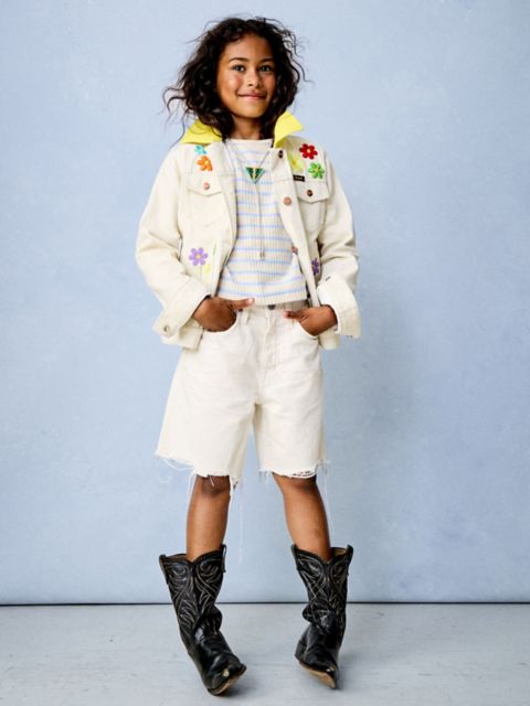 Куртка Wrangler x State Garden Denim Jacket для девочек, цвет: Flowers
