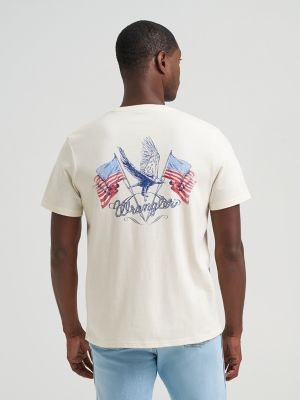 American Flag Pole Back Graphic T-Shirt