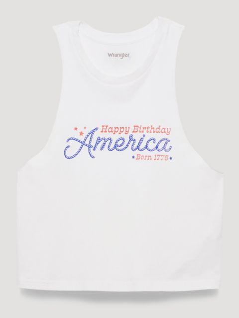 Женские футболки Wrangler Happy Birthday America Graphic Festival Tank
