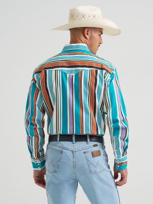 Vintage-Inspired Brushpopper Western Snap Workshirt in Apricot Sky