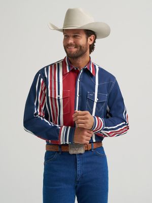 Vintage Inspird Brushpopper Western Snap Workshirt:Americana:LT alternative view
