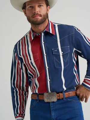 Vintage Inspird Brushpopper Western Snap Workshirt:Americana:LT alternative view 3