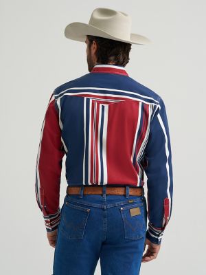 Chemise de cowboy homme WRANGLER mode western manches longues nacrée snap taille XL rouge | eBay